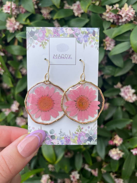 Statement Earrings - Pink Daisies