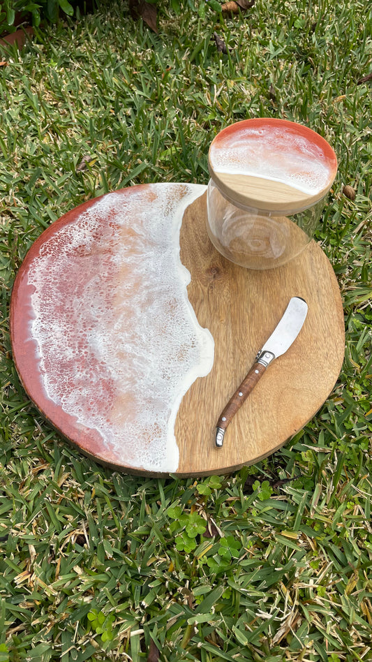 Serving Board - Orange Waves Board and Jar