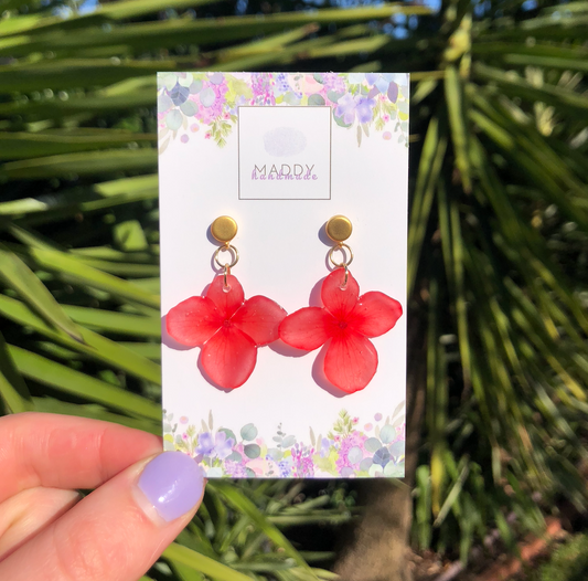 Statement Earrings - Red Flowers