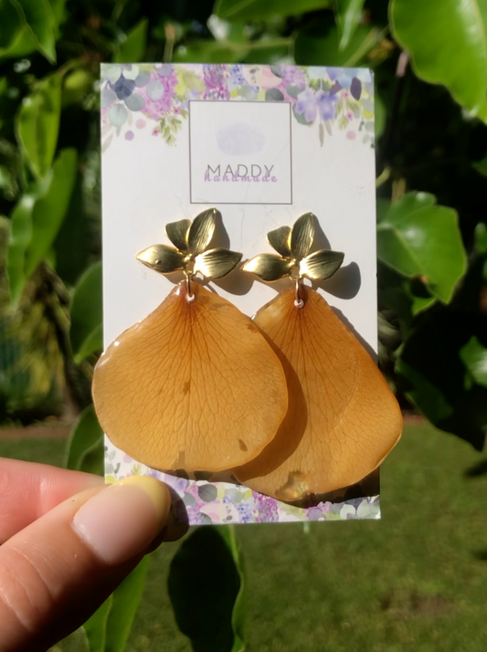 Statement Earrings - Yellow Rose Petals